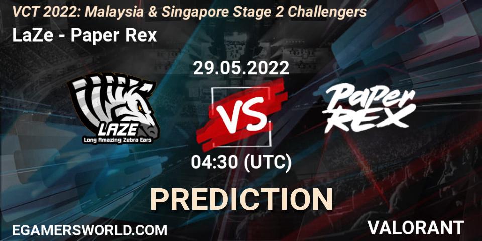 Pronóstico LaZe - Paper Rex. 29.05.2022 at 04:30, VALORANT, VCT 2022: Malaysia & Singapore Stage 2 Challengers