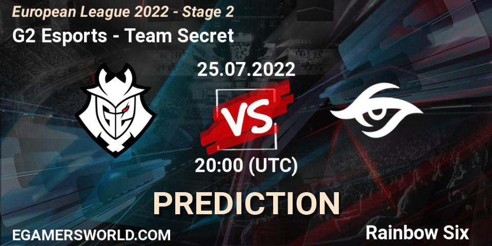 Pronóstico G2 Esports - Team Secret. 25.07.2022 at 19:00, Rainbow Six, European League 2022 - Stage 2