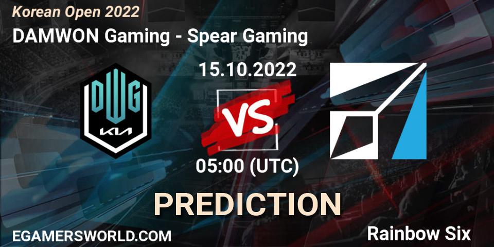 Pronóstico DAMWON Gaming - Spear Gaming. 15.10.2022 at 05:00, Rainbow Six, Korean Open 2022