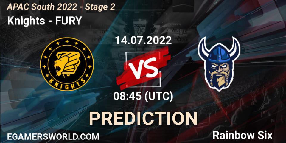 Pronóstico Knights - FURY. 14.07.2022 at 08:45, Rainbow Six, APAC South 2022 - Stage 2