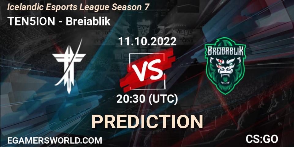 Pronóstico TEN5ION - Breiðablik. 11.10.2022 at 20:30, Counter-Strike (CS2), Icelandic Esports League Season 7