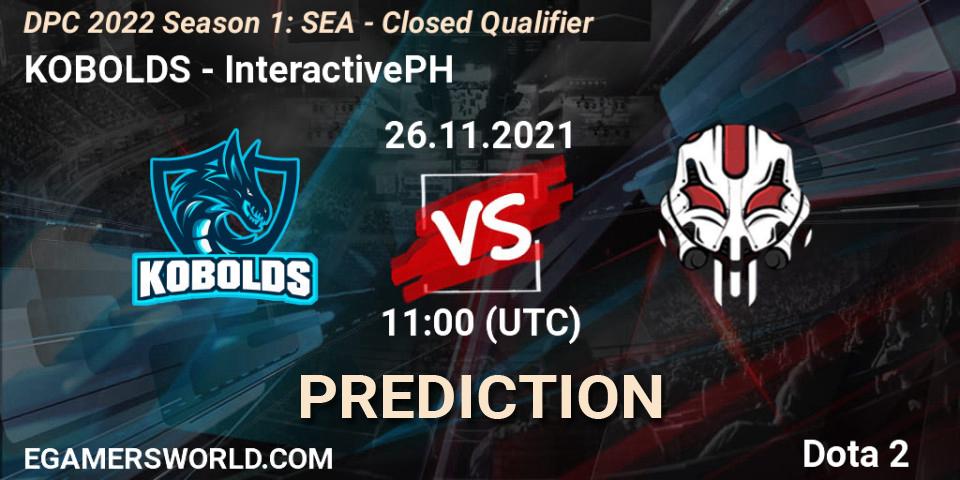 Pronóstico KOBOLDS - InteractivePH. 26.11.2021 at 10:47, Dota 2, DPC 2022 Season 1: SEA - Closed Qualifier