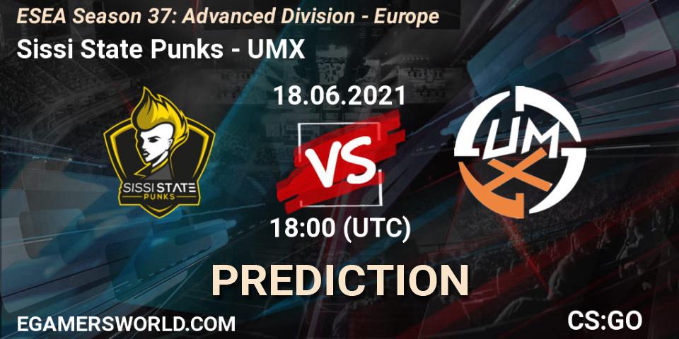 Pronóstico Sissi State Punks - UMX. 18.06.2021 at 18:00, Counter-Strike (CS2), ESEA Season 37: Advanced Division - Europe