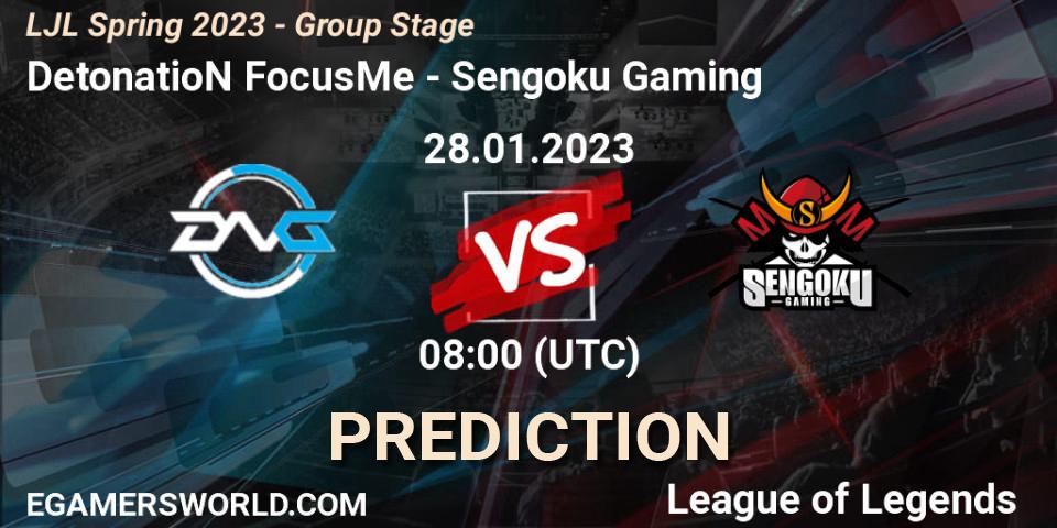 Pronóstico DetonatioN FocusMe - Sengoku Gaming. 28.01.23, LoL, LJL Spring 2023 - Group Stage