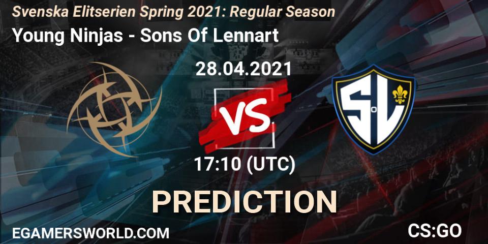 Pronóstico Young Ninjas - Sons Of Lennart. 28.04.2021 at 17:10, Counter-Strike (CS2), Svenska Elitserien Spring 2021: Regular Season