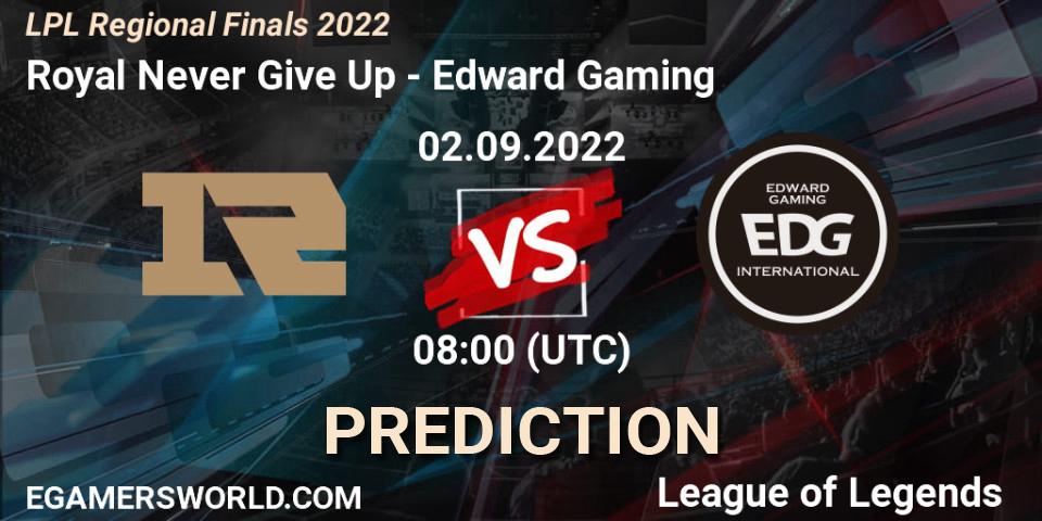 Pronóstico Royal Never Give Up - Edward Gaming. 02.09.22, LoL, LPL Regional Finals 2022