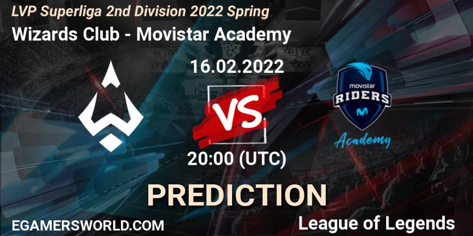 Pronóstico Wizards Club - Movistar Academy. 16.02.2022 at 20:00, LoL, LVP Superliga 2nd Division 2022 Spring