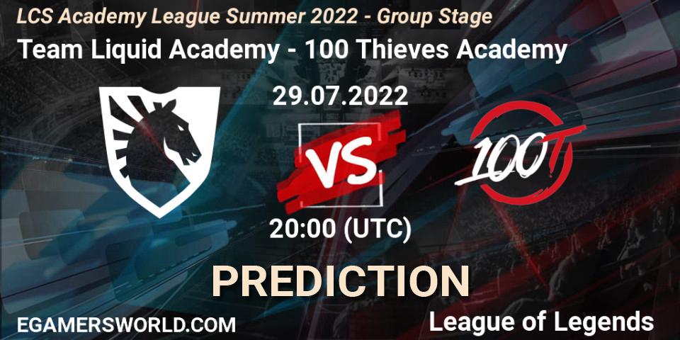 Pronóstico Team Liquid Academy - 100 Thieves Academy. 29.07.2022 at 20:00, LoL, LCS Academy League Summer 2022 - Group Stage