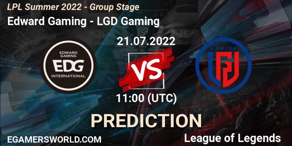 Pronóstico Edward Gaming - LGD Gaming. 21.07.2022 at 12:00, LoL, LPL Summer 2022 - Group Stage