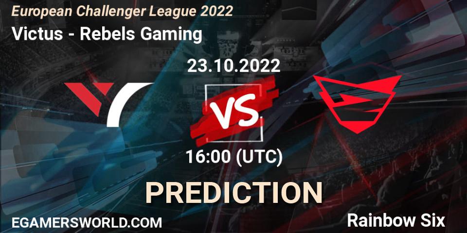 Pronóstico Victus - Rebels Gaming. 23.10.2022 at 16:00, Rainbow Six, European Challenger League 2022