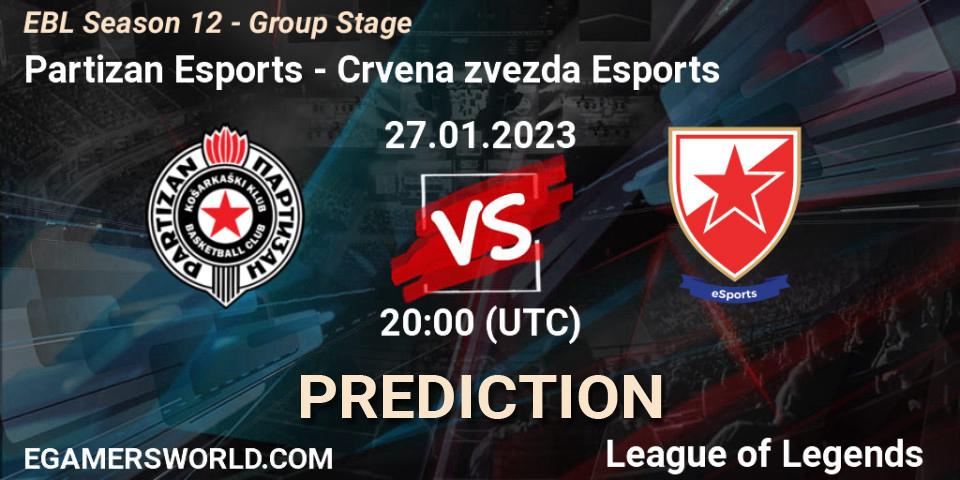 Pronóstico Partizan Esports - Crvena zvezda Esports. 27.01.2023 at 20:00, LoL, EBL Season 12 - Group Stage