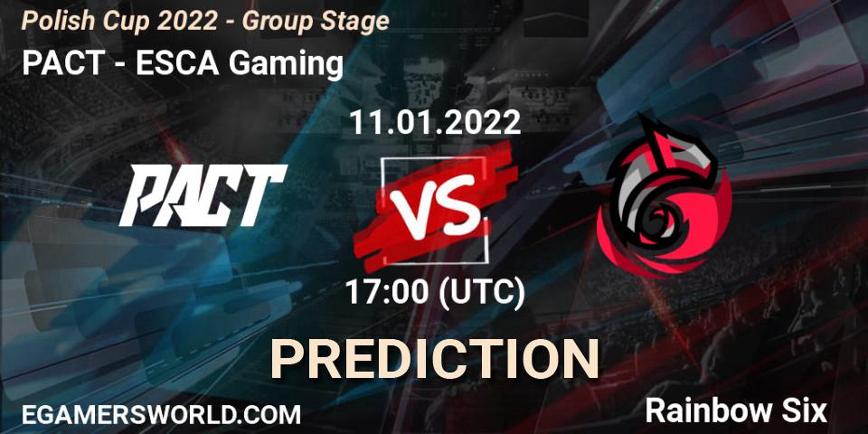 Pronóstico PACT - ESCA Gaming. 11.01.2022 at 17:00, Rainbow Six, Polish Cup 2022 - Group Stage