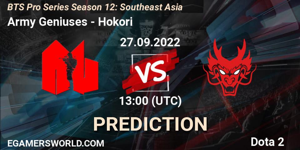 Pronóstico Army Geniuses - Hokori. 27.09.2022 at 13:56, Dota 2, BTS Pro Series Season 12: Southeast Asia