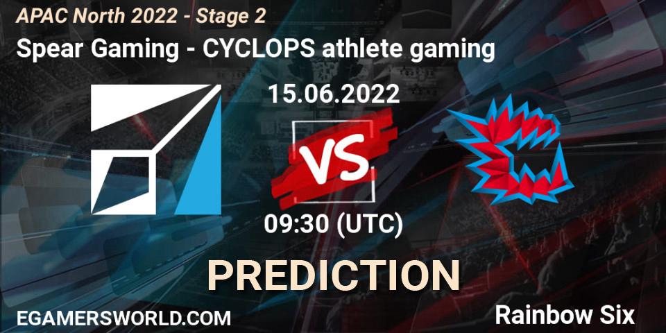 Pronóstico Spear Gaming - CYCLOPS athlete gaming. 15.06.2022 at 09:30, Rainbow Six, APAC North 2022 - Stage 2