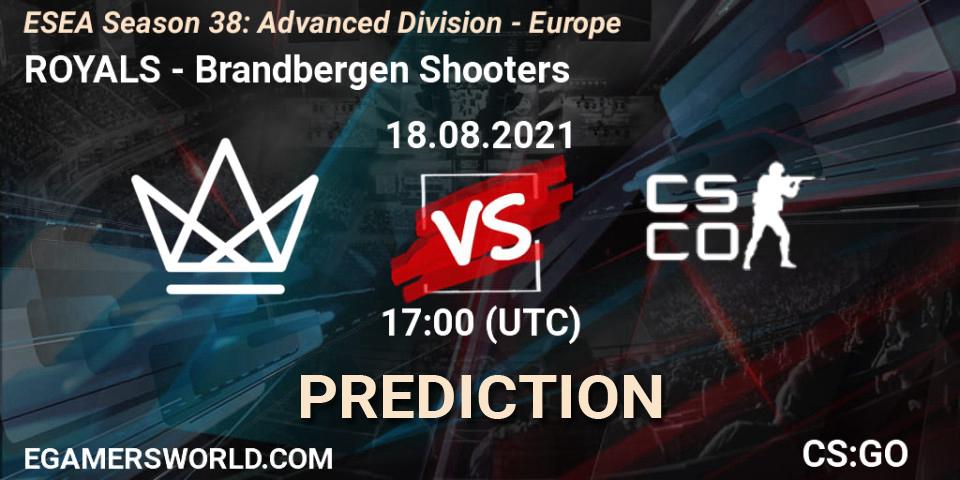 Pronóstico ROYALS - Brandbergen Shooters. 18.08.2021 at 17:00, Counter-Strike (CS2), ESEA Season 38: Advanced Division - Europe