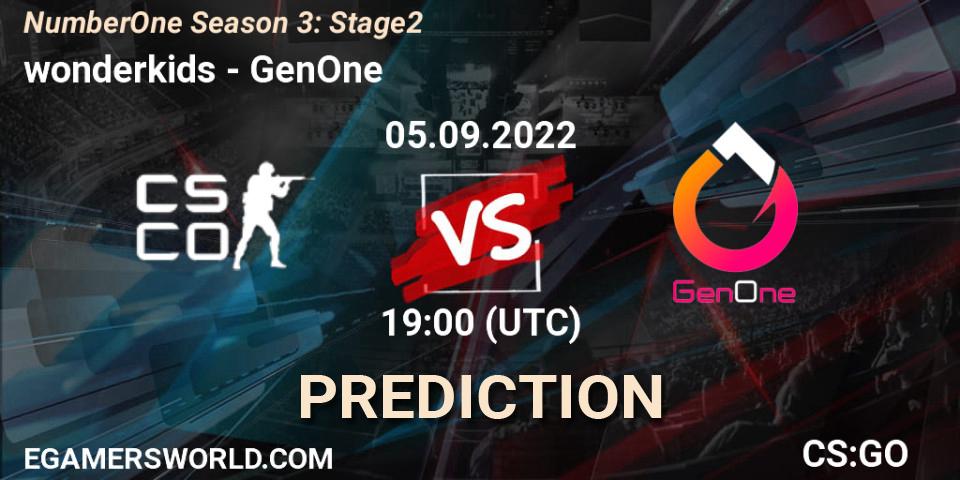 Pronóstico wonderkids - GenOne. 05.09.2022 at 18:00, Counter-Strike (CS2), NumberOne Season 3: Stage 2