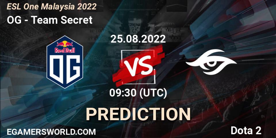 Pronóstico OG - Team Secret. 25.08.22, Dota 2, ESL One Malaysia 2022