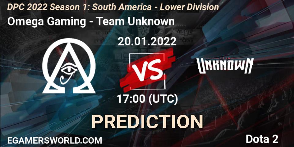 Pronóstico Omega Gaming - Team Unknown. 20.01.22, Dota 2, DPC 2022 Season 1: South America - Lower Division