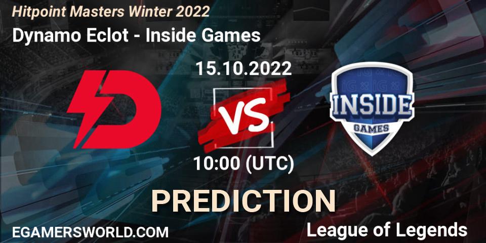 Pronóstico Dynamo Eclot - Inside Games. 16.10.2022 at 11:00, LoL, Hitpoint Masters Winter 2022