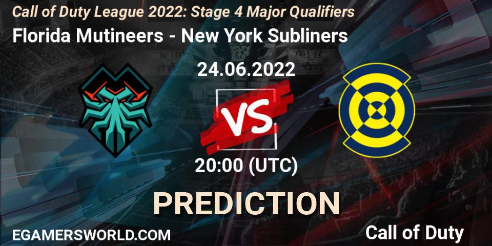 Pronóstico Florida Mutineers - New York Subliners. 24.06.2022 at 20:00, Call of Duty, Call of Duty League 2022: Stage 4