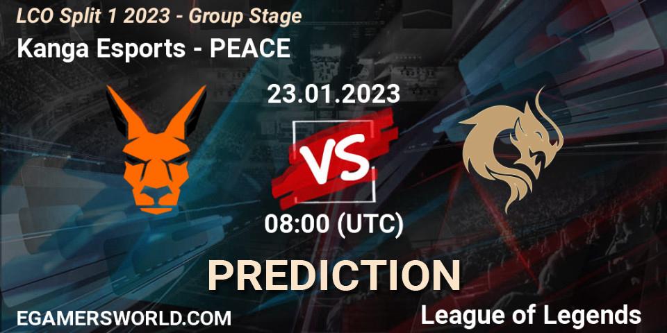 Pronóstico Kanga Esports - PEACE. 23.01.2023 at 08:00, LoL, LCO Split 1 2023 - Group Stage