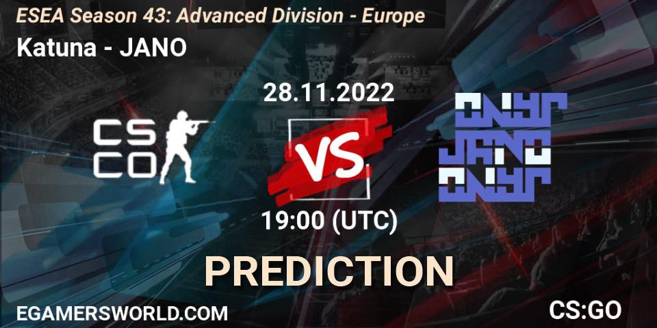 Pronóstico Katuna - JANO. 28.11.22, CS2 (CS:GO), ESEA Season 43: Advanced Division - Europe
