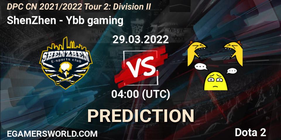 Pronóstico ShenZhen - Ybb gaming. 29.03.2022 at 04:04, Dota 2, DPC 2021/2022 Tour 2: CN Division II (Lower)