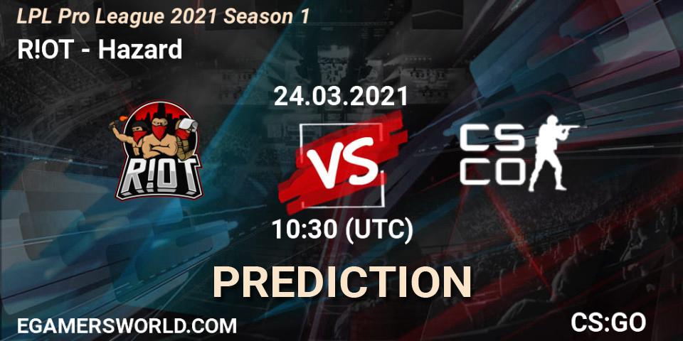 Pronóstico R!OT - Hazard. 24.03.2021 at 10:30, Counter-Strike (CS2), LPL Pro League 2021 Season 1