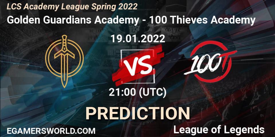 Pronóstico Golden Guardians Academy - 100 Thieves Academy. 19.01.2022 at 21:00, LoL, LCS Academy League Spring 2022