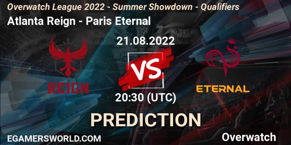 Pronóstico Atlanta Reign - Paris Eternal. 21.08.22, Overwatch, Overwatch League 2022 - Summer Showdown - Qualifiers