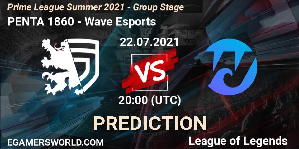 Pronóstico PENTA 1860 - Wave Esports. 22.07.2021 at 17:00, LoL, Prime League Summer 2021 - Group Stage