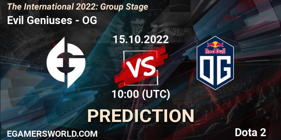 Pronóstico Evil Geniuses - OG. 15.10.22, Dota 2, The International 2022: Group Stage