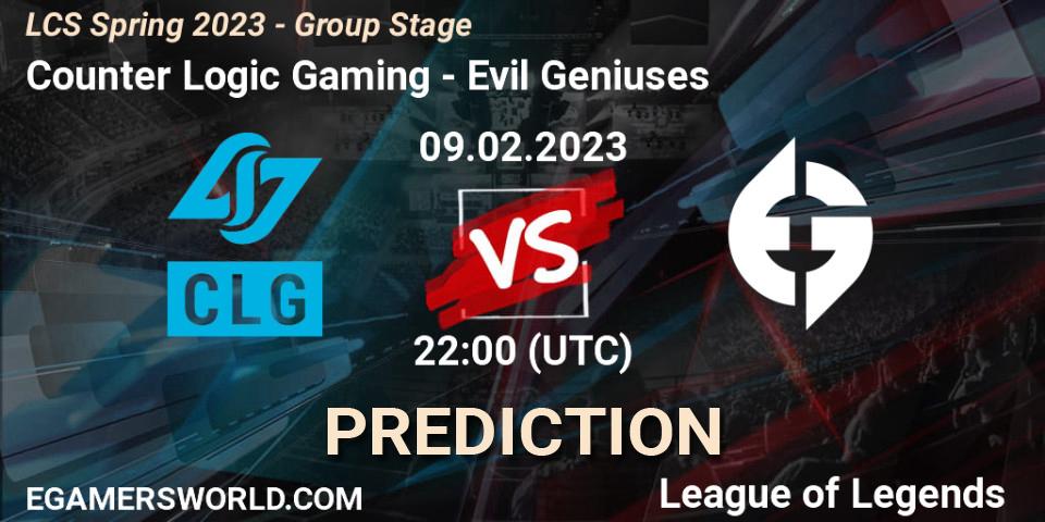 Pronóstico Counter Logic Gaming - Evil Geniuses. 27.01.23, LoL, LCS Spring 2023 - Group Stage
