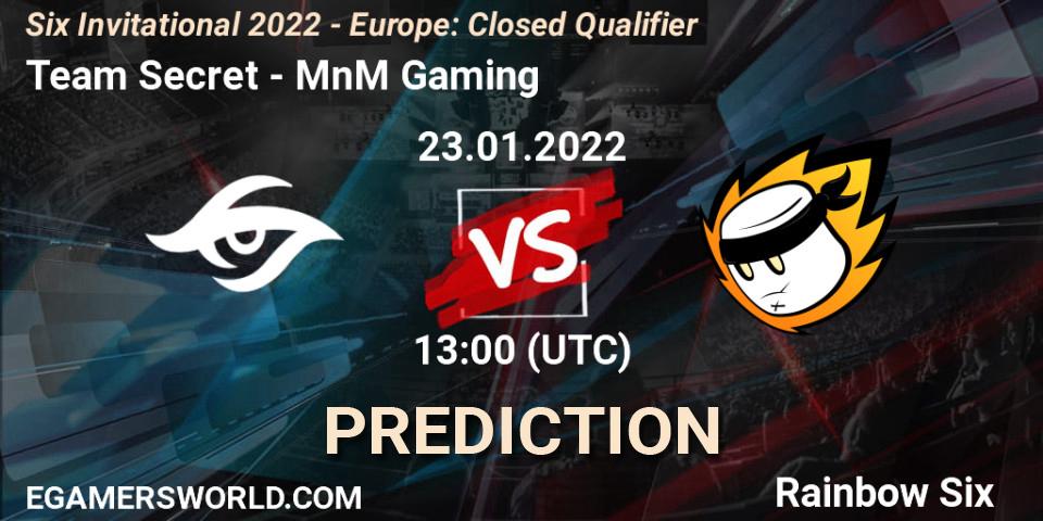 Pronóstico Team Secret - MnM Gaming. 23.01.2022 at 13:00, Rainbow Six, Six Invitational 2022 - Europe: Closed Qualifier