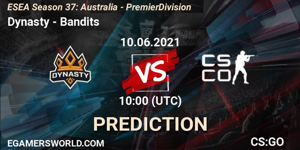 Pronóstico Dynasty - Bandits. 10.06.2021 at 10:00, Counter-Strike (CS2), ESEA Season 37: Australia - Premier Division