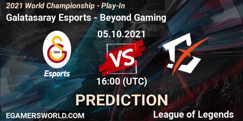 Pronóstico Galatasaray Esports - Beyond Gaming. 05.10.2021 at 16:20, LoL, 2021 World Championship - Play-In