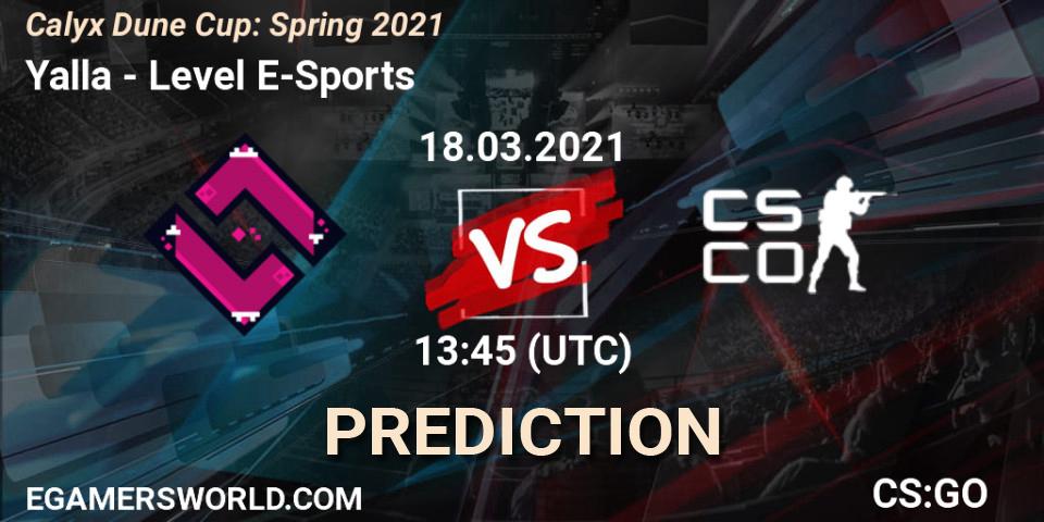 Pronóstico Yalla - Level E-Sports. 18.03.21, CS2 (CS:GO), Calyx Dune Cup: Spring 2021