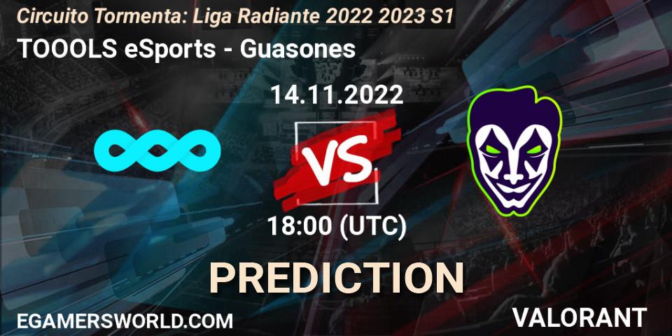 Pronóstico TOOOLS eSports - Guasones. 14.11.2022 at 18:00, VALORANT, Circuito Tormenta: Liga Radiante 2022 2023 S1