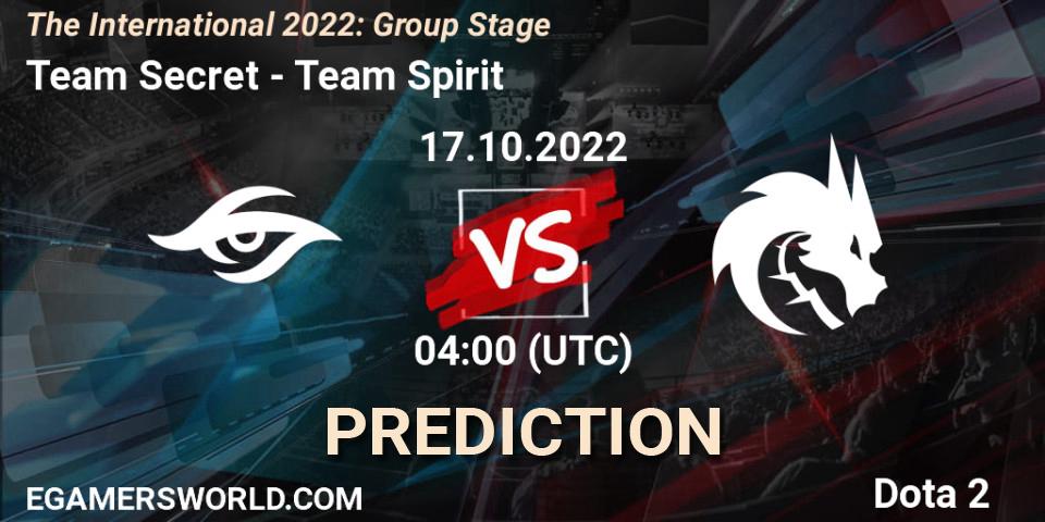 Pronóstico Team Secret - Team Spirit. 17.10.2022 at 03:58, Dota 2, The International 2022: Group Stage