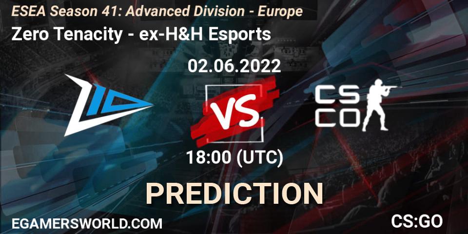 Pronóstico Zero Tenacity - ex-H&H Esports. 02.06.2022 at 18:00, Counter-Strike (CS2), ESEA Season 41: Advanced Division - Europe