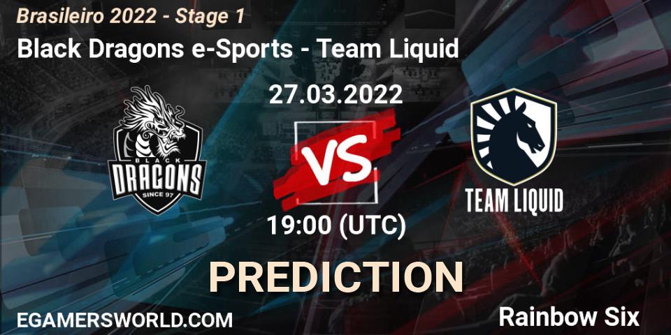 Pronóstico Black Dragons e-Sports - Team Liquid. 27.03.2022 at 19:00, Rainbow Six, Brasileirão 2022 - Stage 1