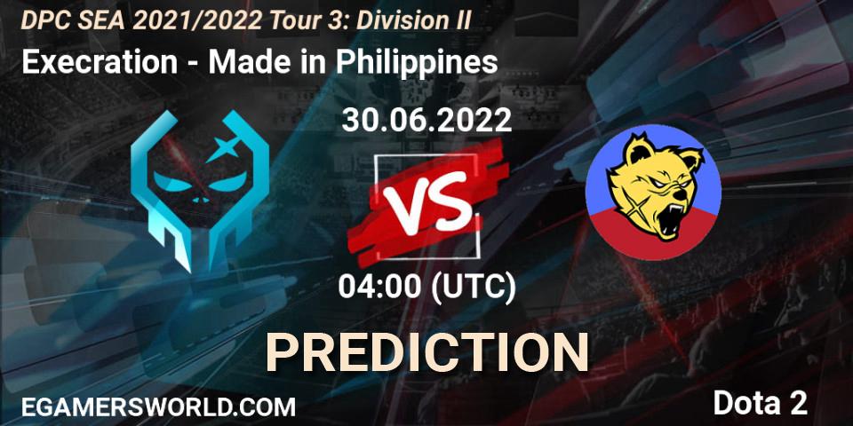 Pronóstico Execration - Made in Philippines. 30.06.2022 at 04:02, Dota 2, DPC SEA 2021/2022 Tour 3: Division II