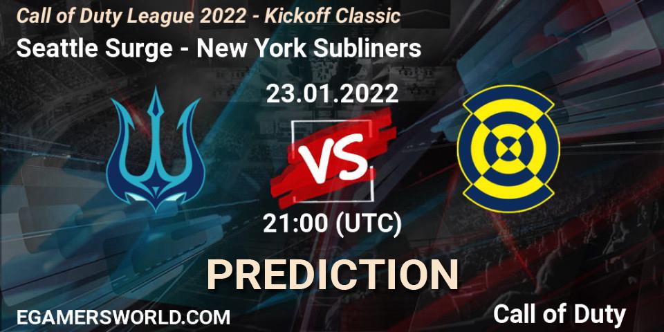 Pronóstico Seattle Surge - New York Subliners. 23.01.22, Call of Duty, Call of Duty League 2022 - Kickoff Classic