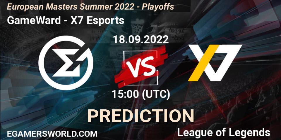 Pronóstico GameWard - X7 Esports. 15.09.2022 at 15:00, LoL, European Masters Summer 2022 - Playoffs