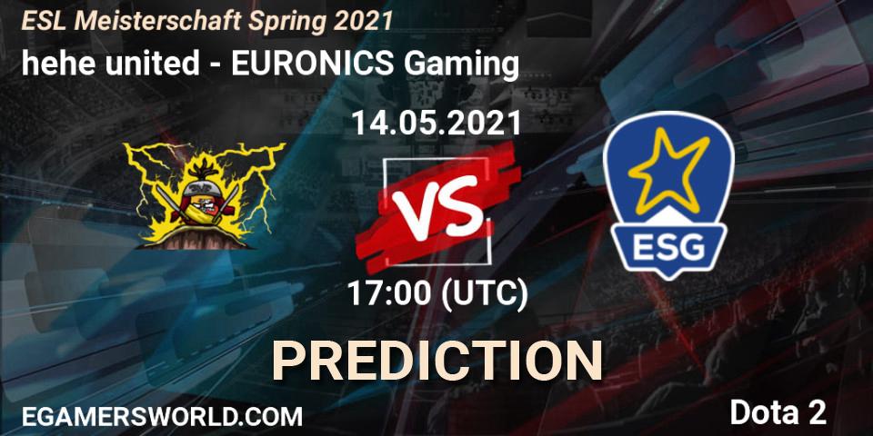 Pronóstico hehe united - EURONICS Gaming. 14.05.2021 at 17:04, Dota 2, ESL Meisterschaft Spring 2021