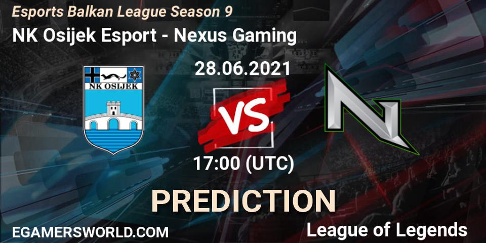 Pronóstico NK Osijek Esport - Nexus Gaming. 28.06.2021 at 17:00, LoL, Esports Balkan League Season 9
