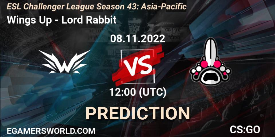 Pronóstico Wings Up - Lord Rabbit. 08.11.2022 at 12:00, Counter-Strike (CS2), ESL Challenger League Season 43: Asia-Pacific