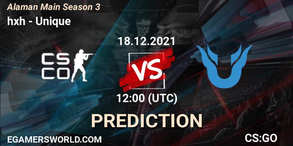 Pronóstico hxh - Unique. 25.12.2021 at 12:00, Counter-Strike (CS2), Alaman Main Season 3