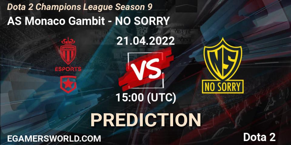 Pronóstico AS Monaco Gambit - NO SORRY. 21.04.22, Dota 2, Dota 2 Champions League Season 9