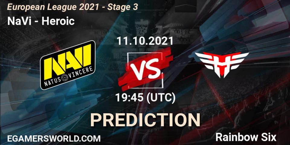 Pronóstico NaVi - Heroic. 11.10.2021 at 19:45, Rainbow Six, European League 2021 - Stage 3